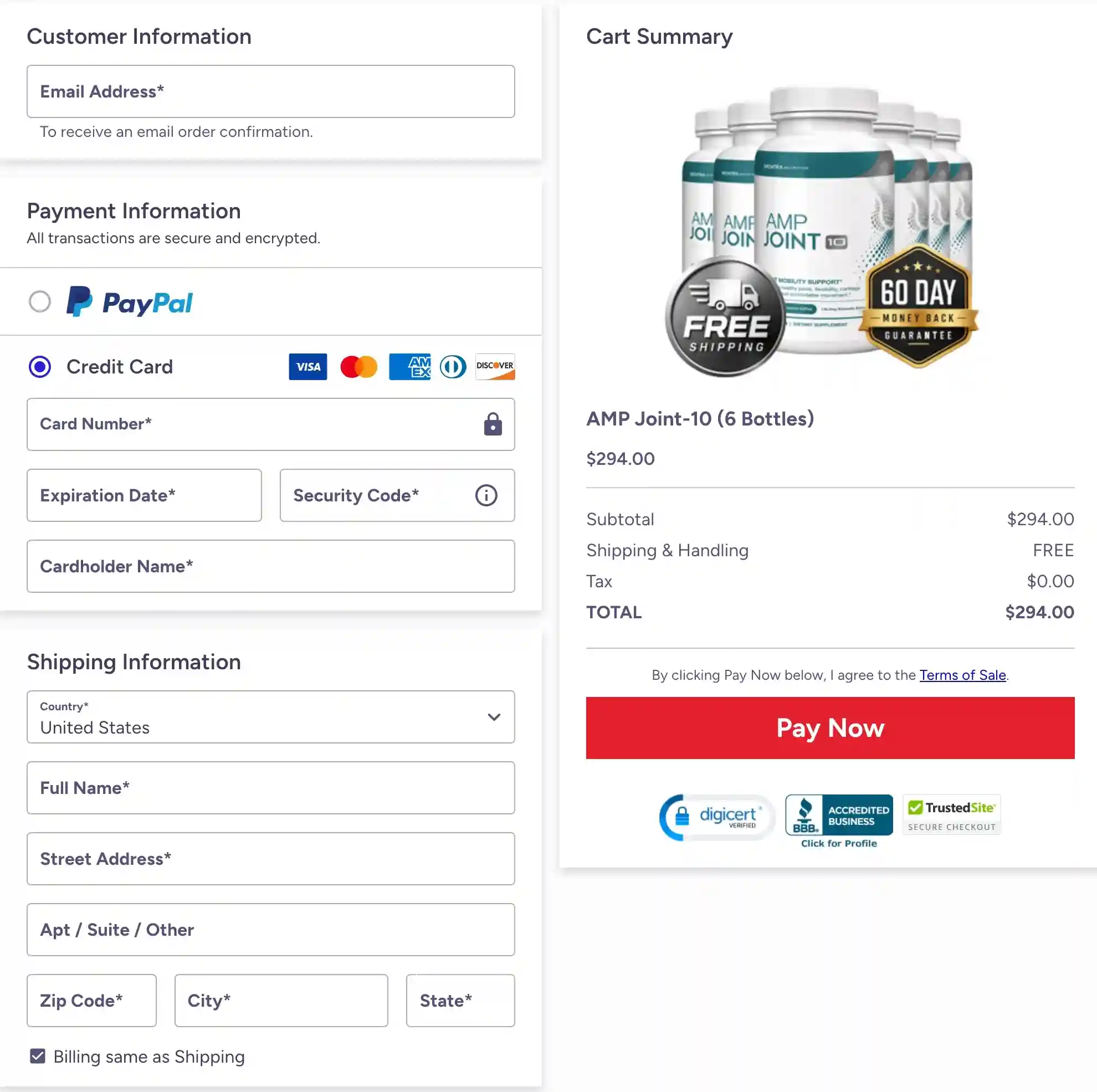 AMP Joint 10 secure payment checkout